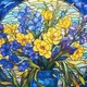 Алмазна мозаїка за номерами STRATEG Вітражні квіти, часткова викладка, 30x30 см (DEEX16280) - зображення 1