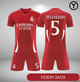 Форма футбольна дитяча Bellingham №5 Реал Мадрид (Real Madrid) 2025, р.24 ріст-135-140 (червона) - зображення 1