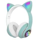 Навушники дитячі бездротові Bluetooth з FM-радіо Cat Ear AKS-28 LED Котячі вушка з підсвічуванням Бірюзовий - зображення 1