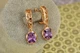 Сережки підвіски Xuping Jewelry рифма з фіолетовим каменем 3 см золотисті - зображення 2