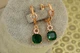 Серьги подвески Xuping Jewelry куплет с зеленым камнем 3 см золотистые - изображение 2