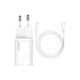 Блок питания Быстрая зарядка Сетевое Зарядное Устройство Baseus Super Si Quick Charger 1C 20W/Simple Wisdom Data Cable Type-C to iP 1m White - изображение 1
