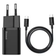 Блок питания Baseus Super Si Quick Charger 1C 25W EU Mini White Cable Type-C to Type-C 3A 1m Black - изображение 1