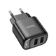 Блок питания Hoco C141A, 2 порта USB-A, 10.5Вт, сетевой адаптер с LED, черный - изображение 2