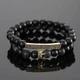 Набір браслетів із шунгіту та вулканічної лави з короною - зображення 2