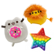 Мягкая игрушка Pusheen cat Кот с пончиком 12х15 см Пушин кэт Лев 10х7 см и Pop It Звезда n-12419 - изображение 1