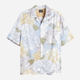 Рубашка летняя мужская H&M 060656677_flowers S Светло-голубая (6666000333858) - изображение 5