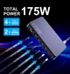 Зарядна станція 175W 6-Ports GAN Charger USB-C PD3.0+QC3.0 LED дисплей Black - зображення 13