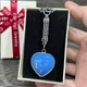 Кулон с Лунным камнем крупный белый в форме сердца в оправе на брелоке для ключей сталь упакован в коробочку (16274) - изображение 4