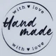 Етикетка прозора кругла "Hand made with love". Упаковка 50 шт., діаметр 50мм Упаковочка # 3951 - изображение 1