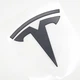 Эмблема логотип Tesla Model 3 задняя (чёрный, матовый) 8,1*7,7 см - изображение 2
