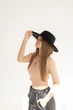 Шляпа фетровая канотье D.Hats с полями 10 см цвет черный - изображение 3