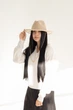 Шляпа федора из шерсти D.Hats с цепью кольца цвет бежевый - изображение 7