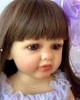 Кукла 55 см ручной работы большая виниловая Reborn Baby Doll с настоящими темными волосами и красивыми глазами - изображение 2