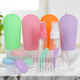 Дорожный набор емкостей для косметики 3DTOYSLAMP 16 предметов 4×90 мл флаконы тубы баночки с распылителем лопаткой воронкой ёршиком наклейками косметичка прозрачная на молнии многоразовая для путешествий командировок спортзала дома роддома больницы - изображение 5