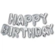 Фольгированная гирлянда-надпись серебро Happy Birthday 40 см 13257 - изображение 1