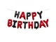 Фольгированная гирлянда-надпись "Happy Birthday" красно-черная 14566 - изображение 1