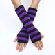Митенки полосатые в рубчик черно-фиолетовые One Size - изображение 1