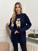 Жіночий джемпер оверсайзз ведмедиком ONE SIZE синій (5003) - зображення 7