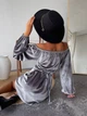 Бархатное платье мини с корсетом серого цвета 30276 42/46 - изображение 4