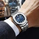 Мужские часы Poedagar Nautilus серебряные, синий циферблат - изображение 3
