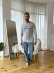 Піжама тепла COSY з начосом унісекс Sunday(штани+лонгслів) L клітинка блакитна KMW05 - зображення 1