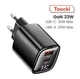 Зарядное устройство Toocki 33W GaN TypeC USB LED-дисплей PD+QC Быстрая зарядка для Apple iPhone, iPad, Samsung, Xiaomi Black (6976018376601) - изображение 1