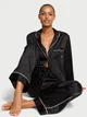 Піжама Victoria's Secret Glazed Satin Long Pajama Set Black Stripes розмір XS - зображення 1