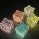 Декоративний світлодіодний нічник DIY у вигляді куба з 3D-ефектом квітучих лілій і прозорим корпусом, Blue - зображення 9