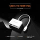 Перехідник UGREEN MM123 USB Type-C to HDMI + VGA конвертер 4K 30Hz для передачі відео (B48FE33640FA) - зображення 4