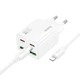 Мережевий зарядний пристрій Hoco N55 20W 2C+2U + кабель Type-C to Lightning - White - зображення 2