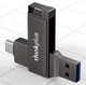 Флешка Двосторонняя Брелок Поворотная 2 в 1 для ПК и телефона Lenovo Thinkplus MU233 USB 3.0 + Type-C OTG 128 гб Black - изображение 1