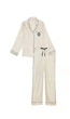 Пижама сатиновая Victoria's Secret Glazed Satin Long Pajama Set белая с шимерным сиянием S - зображення 3