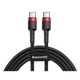 Кабель Baseus Type-C – Type-C PD 60W 2м Cafule Black/Red (CATKLF-H91) - зображення 1