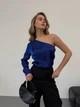 Жіночий шовковий боді на одне плече Uaclothes 46-48 Синій (like30320-105281350) - зображення 2