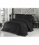 Комплект постельного белья Deluxe Satin Dark Series First Choice - First Choice - DLX-11 NOVEL LİNE BLACK - Евро - Черный - изображение 1