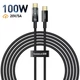 Кабель Type-C на Type-C Baseus Explorer Series Auto Power-Off Data Cable (2m, 100W, 5A, 480 Mbps). Black - зображення 1