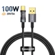 Кабель Type-C на USB Baseus Explorer Series Auto Power-Off Charging Data Cable (1m, 100W, 6A, 480 Mbps). Black - зображення 1