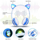 Беспроводные наушники Bluetooth Cat VIV-23 microSD с подсветкой синие - изображение 4