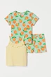Комплект (майка, футболка, шорты) H&M 122 128см мятно персиковый 7111007199 - изображение 1