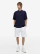 Футболка хлопковая длинная мужская H&M 271074658 M Темно-синяя (2727000040178) - изображение 3