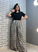 Брюки женские New collection 83474 талия на резинке палаццо широкие леопардовый принт 48 коричневые - изображение 2