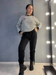 Штаны женские ENJOY 2925 спортивные джоггеры на резинке утепленные на флисе M черные - изображение 2