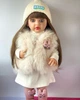 Большая виниловая кукла в полушубке Reborn Baby Doll с настоящими волосами и живыми глазами - изображение 1