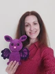 М'яка плюшева іграшка handmade Кажан 21 см фіолетова в'язана гачком амігурумі - зображення 2