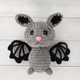 Мягкая плюшевая игрушка handmade Летучая мышь 21 см серая вязаная крючком амигуруми - изображение 1