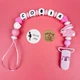 Держатель именной для пустышки Mommy Bag Зайченок розовый (9 букв) - изображение 1