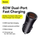 Автомобільний зарядний пристрій Baseus Golden Contactor Max Dual Fast Charger Car Charger U+U 60W Dark Gray (CGJM000013) - зображення 9