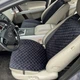 Накидка для сидіння автомобіля з алькантари Lux Прошитий квадратний ромбік Чорний з синьою ниткою Преміум 1 передня - зображення 2