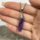 Кулон с натуральным камнем Аметист прямоугольной формы на цепочке ювелирная сталь в сувенирной коробочке (16115) - изображение 4